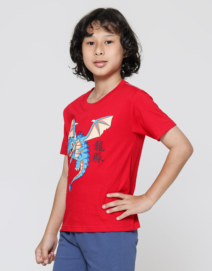 Little M Dragon CNY Print Kaos Anak Laki-laki