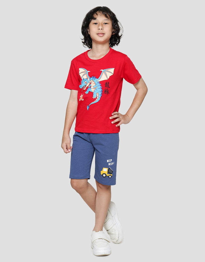 Little M Dragon CNY Print Kaos Anak Laki-laki