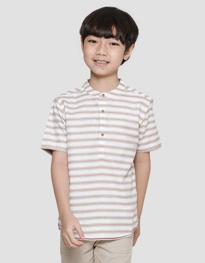 Little M Seasonal Texture Stripe Kemeja Anak Laki-Laki