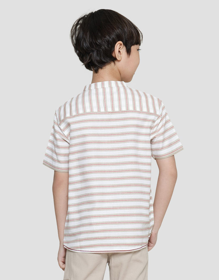 Little M Seasonal Texture Stripe Kemeja Anak Laki-Laki