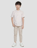 Little M Seasonal Texture Stripe Kemeja Anak Laki-Laki