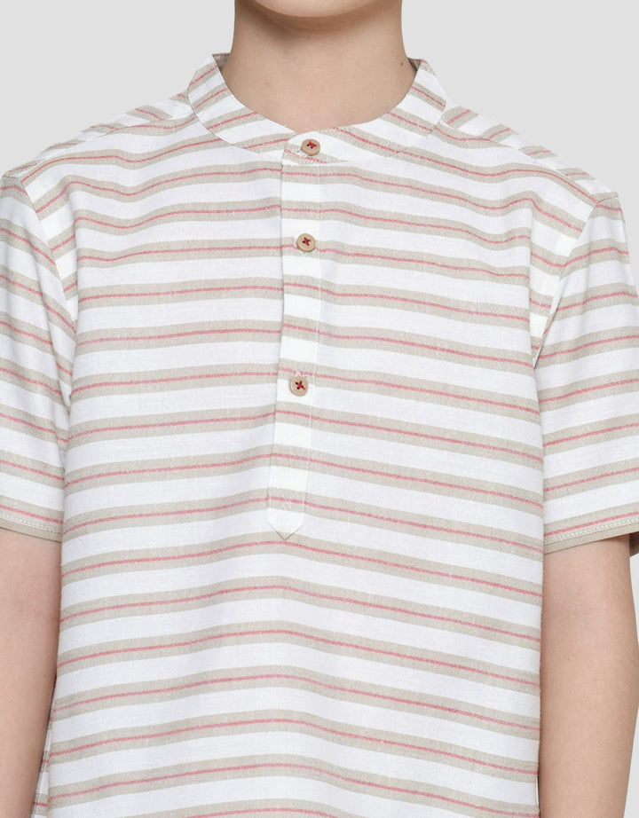 Little M Seasonal Texture Stripe Kemeja Anak Laki-Laki