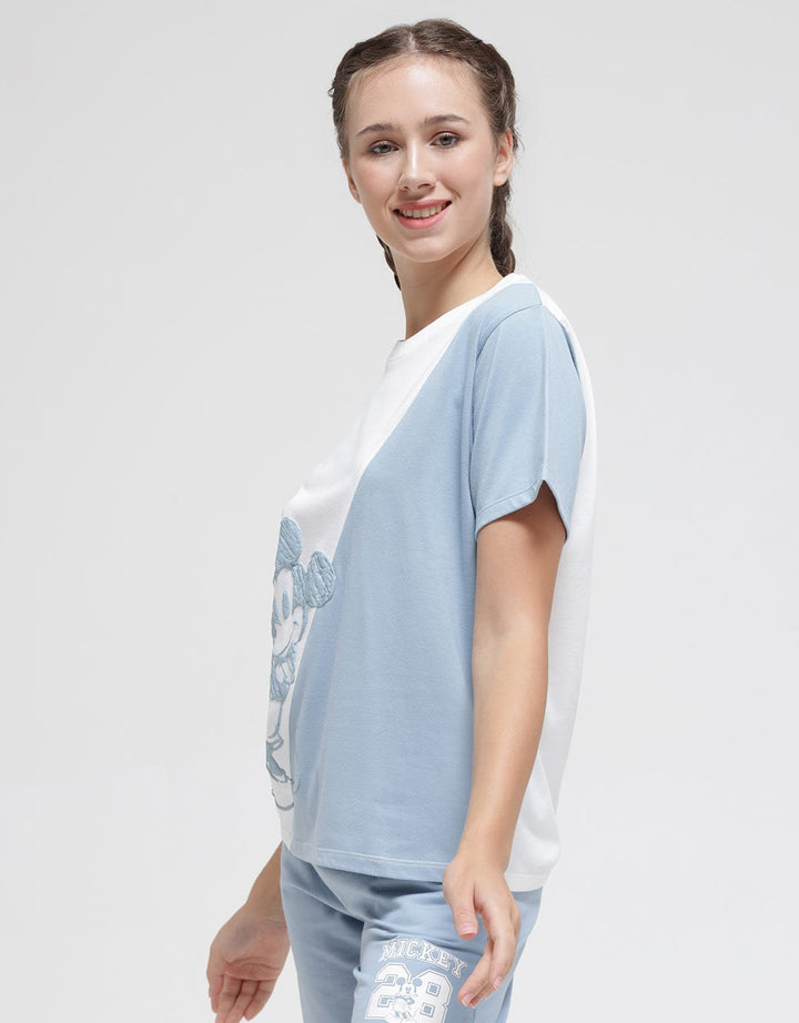 Disney Short Sleeve T-Shirt Mickey Print 2Tone