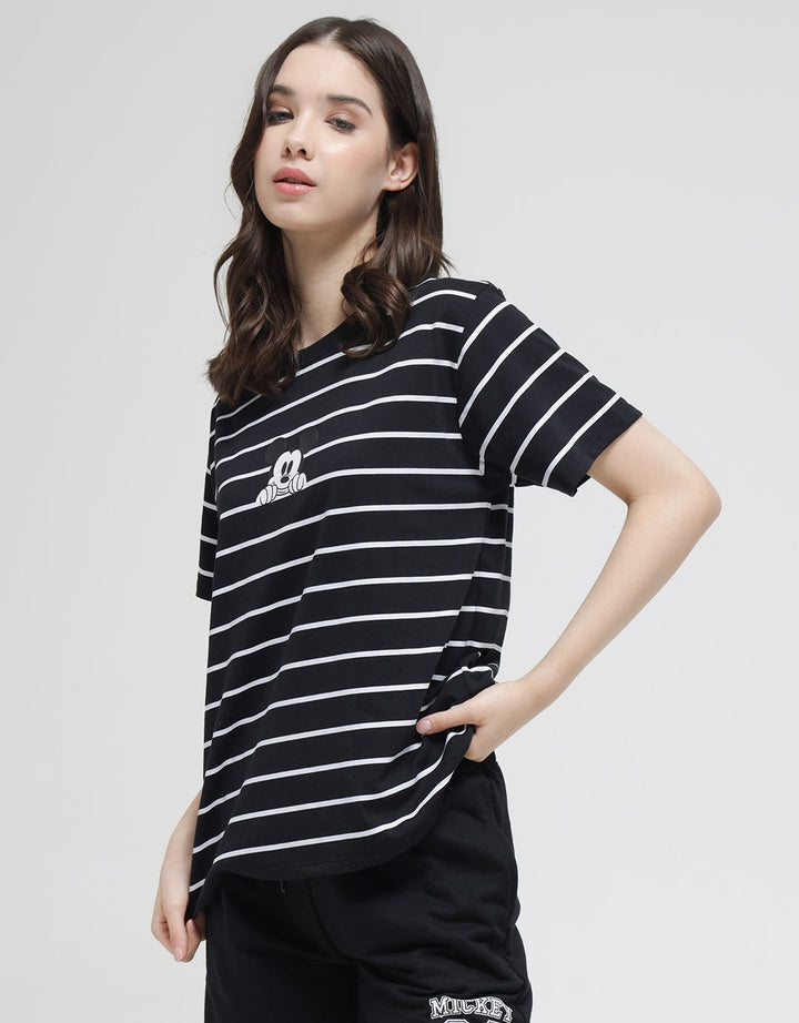 Disney Mickey Stripe Kaos Wanita