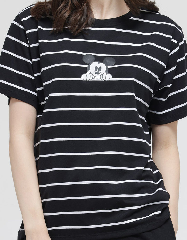 Disney Mickey Stripe Kaos Wanita