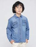 Little M Long Sleeve Shirt Denim Kantong