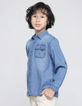 Little M Long Sleeve Shirt Denim Kantong
