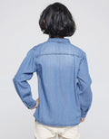 Little M Long Sleeve Shirt Denim Kantong