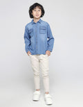 Little M Long Sleeve Shirt Denim Kantong