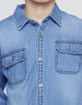 Little M Long Sleeve Shirt Denim Kantong