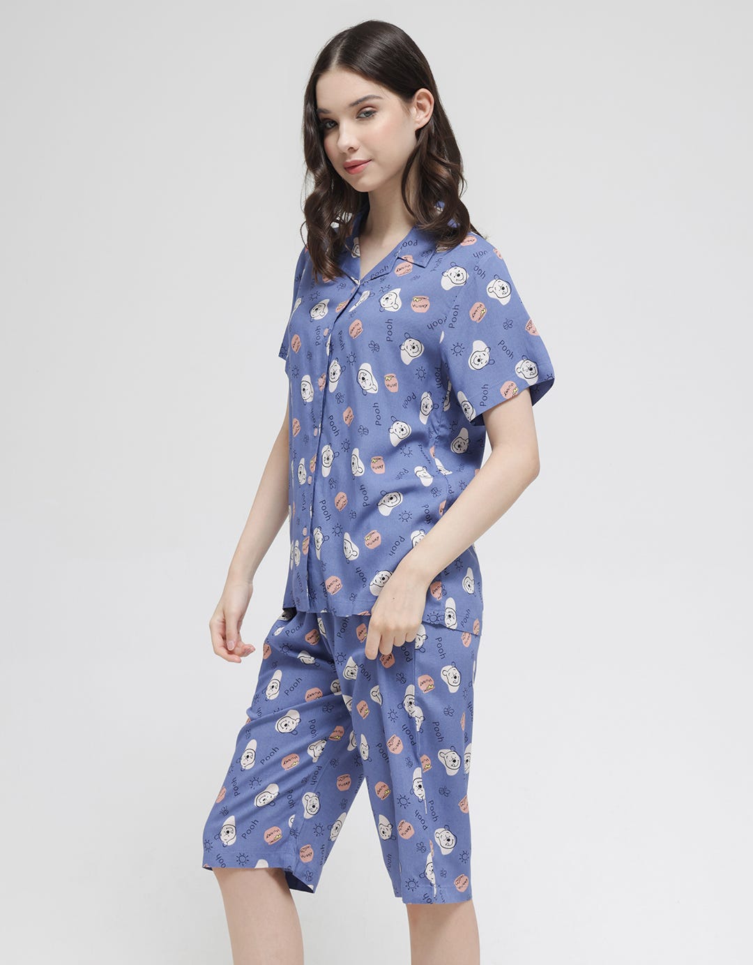 Disney Short Sleeve Pyjama Capri Pooh Honey Rayon