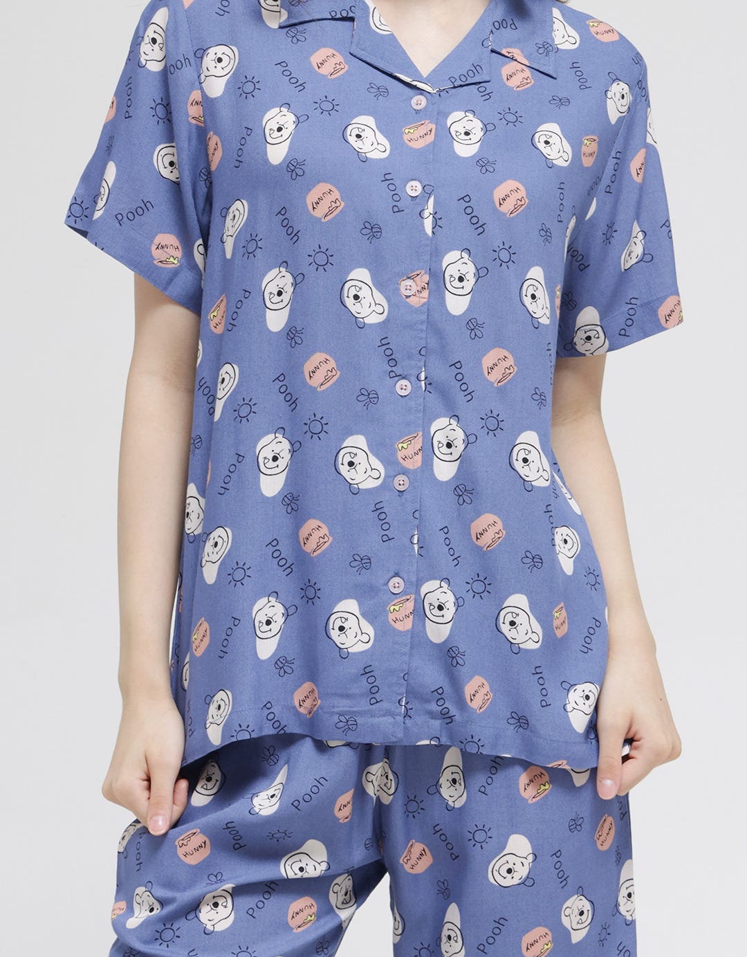 Disney Short Sleeve Pyjama Capri Pooh Honey Rayon