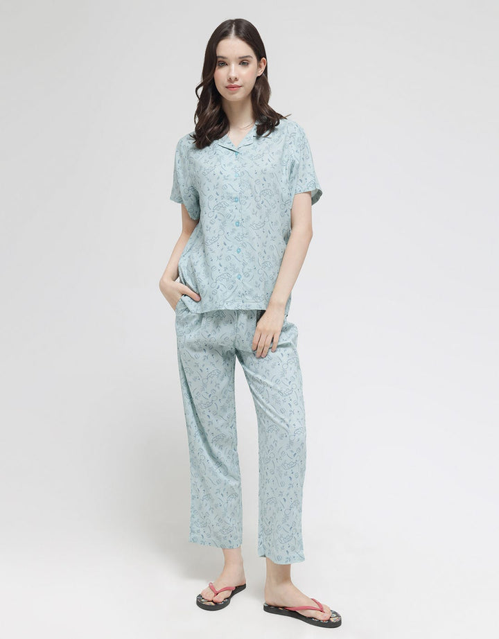 Disney Short Sleeve Pyjama Pants Pooh Beach
