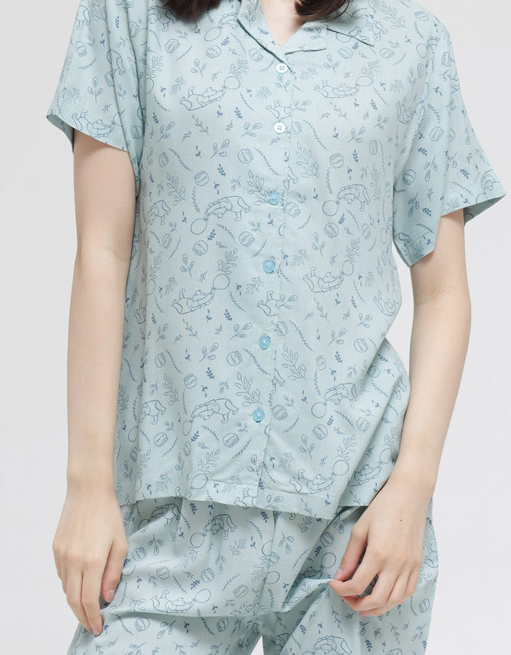 Disney Short Sleeve Pyjama Pants Pooh Beach