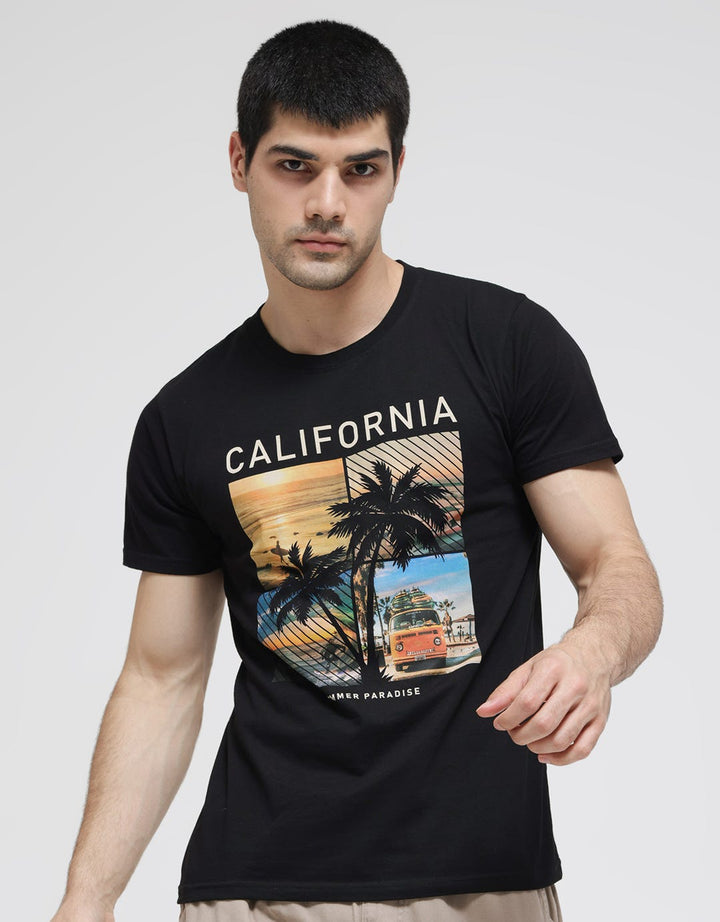 T Zone Short Sleeve T-Shirt Print Theme Joyfull Vacation - California