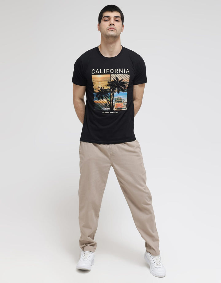 T Zone Short Sleeve T-Shirt Print Theme Joyfull Vacation - California