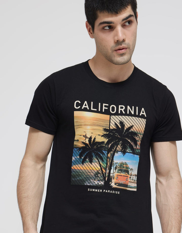 T Zone Short Sleeve T-Shirt Print Theme Joyfull Vacation - California