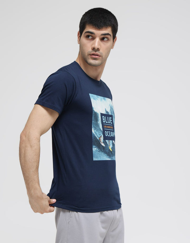 T Zone Blue Ocean Print Men's T-Shirt