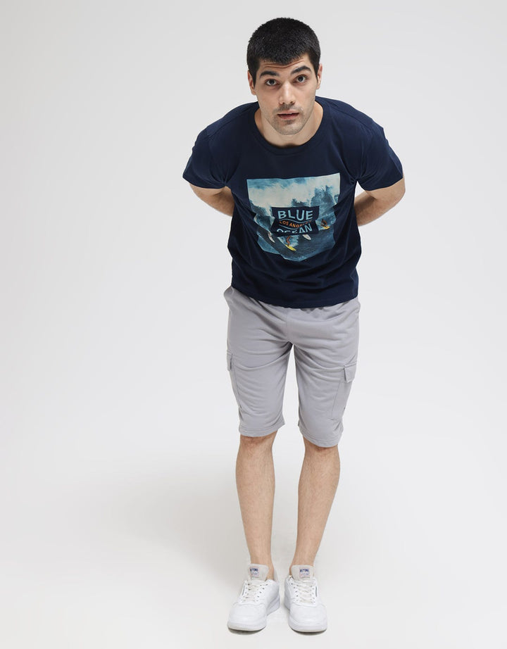 T Zone Blue Ocean Print Men's T-Shirt