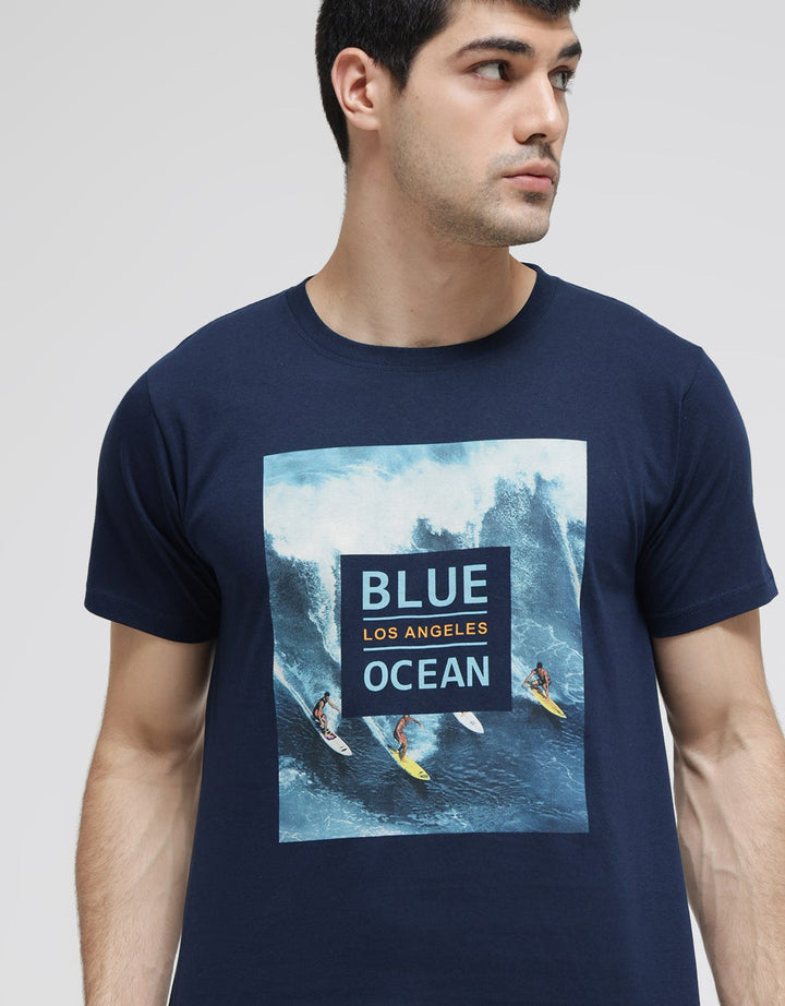 T Zone Blue Ocean Print Men's T-Shirt