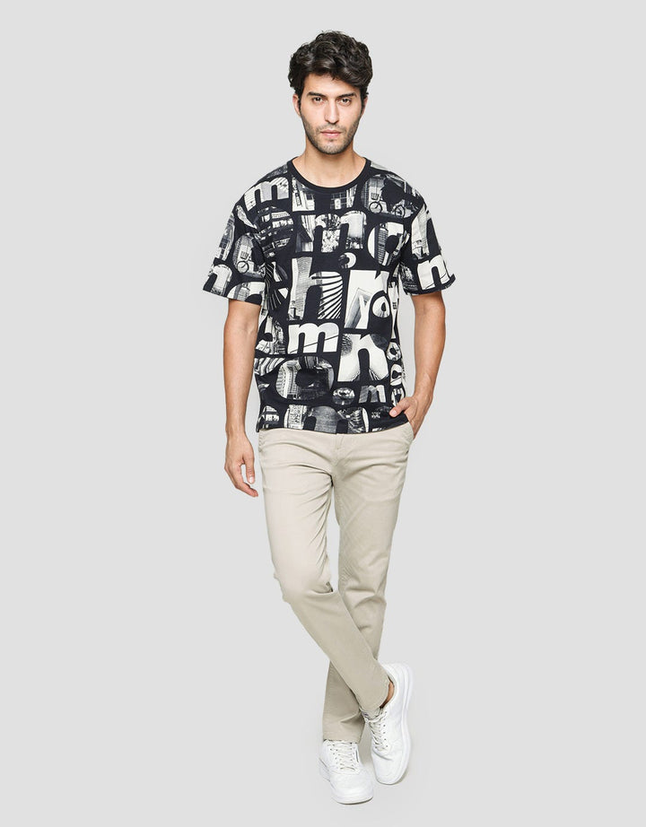 T Zone Short Sleeve T-Shirt Print Theme City Mono