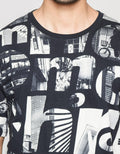 T Zone Short Sleeve T-Shirt Print Theme City Mono