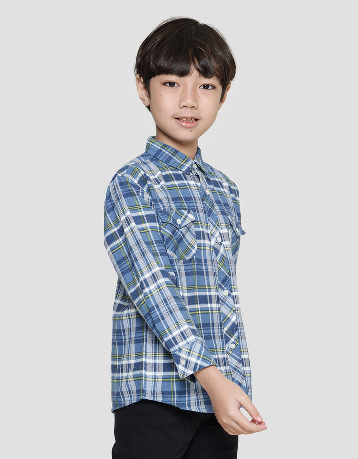 Little M Checked Print Flanel Kemeja Anak Laki-Laki