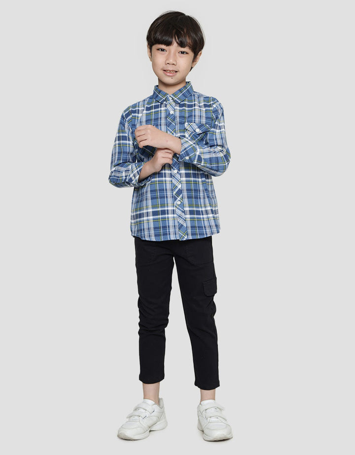 Little M Checked Print Flanel Kemeja Anak Laki-Laki