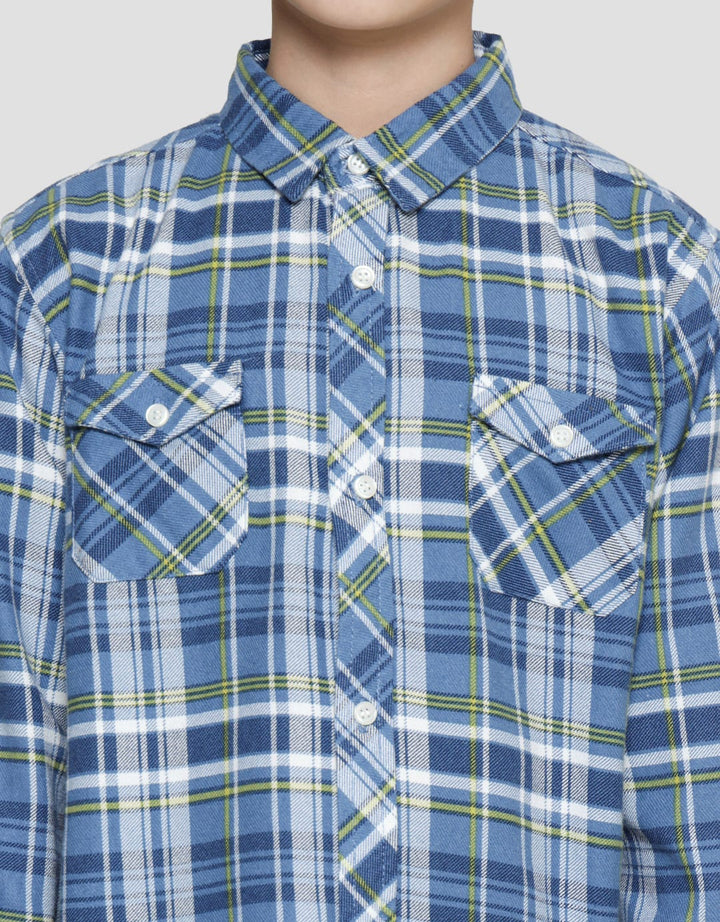 Little M Checked Print Flanel Kemeja Anak Laki-Laki