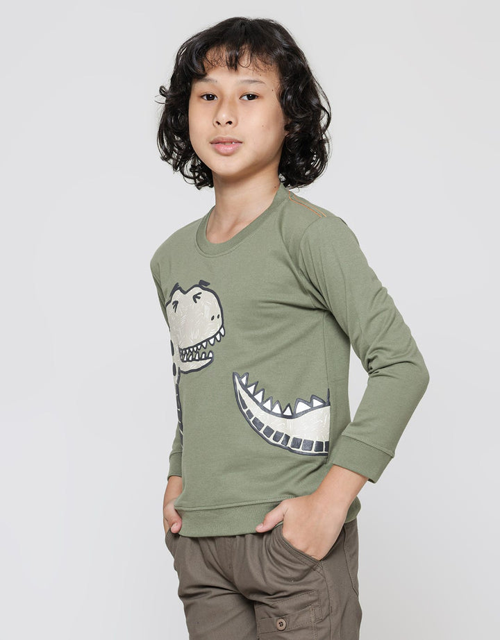 Little M Dino Side Print Boys Sweater