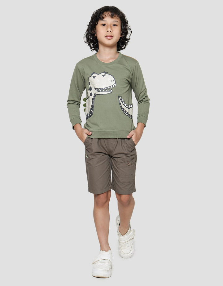Little M Dino Side Print Boys Sweater