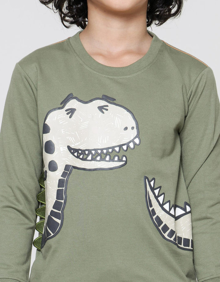 Little M Dino Side Print Boys Sweater