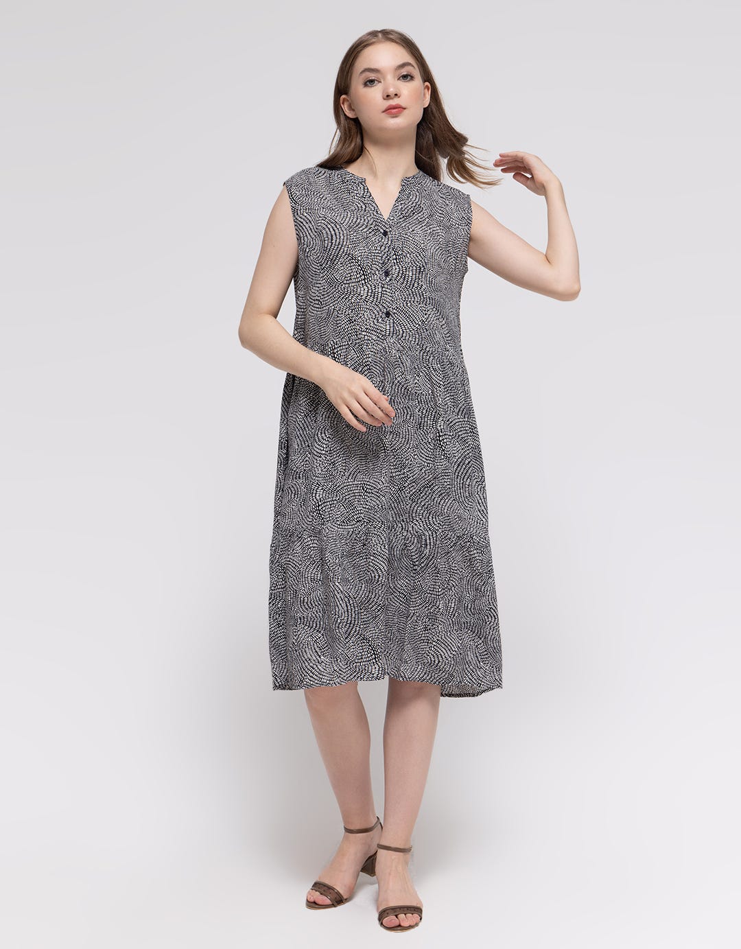 Connexion Short Sleeve Midi Dress Print