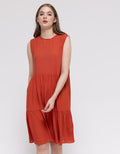 Connexion Short Sleeve Midi Dress Dobby Tiered