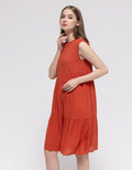 Connexion Short Sleeve Midi Dress Dobby Tiered