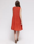 Connexion Short Sleeve Midi Dress Dobby Tiered