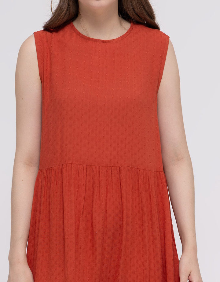 Connexion Short Sleeve Midi Dress Dobby Tiered