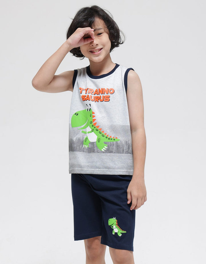 Little M Top - Bottom Set Singlet Trex