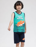 Little M Top - Bottom Set Singlet Triceratops