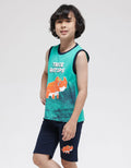 Little M Top - Bottom Set Singlet Triceratops