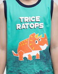 Little M Top - Bottom Set Singlet Triceratops