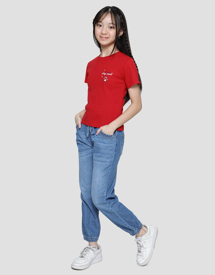 Nevada Ruffle Pocket Denim Jogger Anak Perempuan