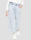 Nevada Denim Long Pants With Embro Flowers