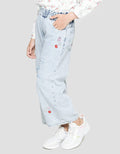 Nevada Denim Long Pants With Embro Flowers