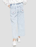 Nevada Denim Long Pants With Embro Flowers