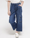 Nevada Denim Long Pants Wide Leg Cargo With Two Pockets