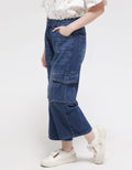 Nevada Denim Long Pants Wide Leg Cargo With Two Pockets