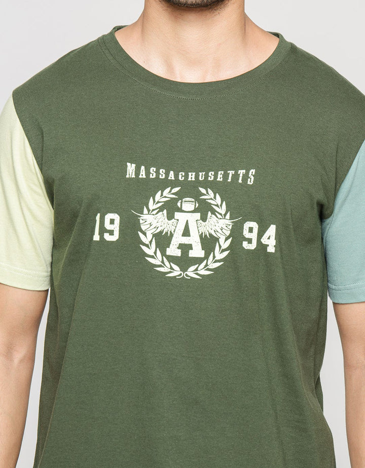 T Zone Massachusetts Print Kaos Theme Pria