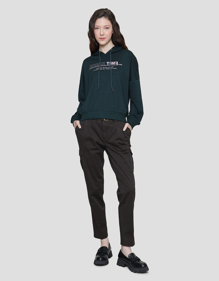 Cardinal Girl Hoodie Word Print Sweater Wanita