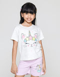 Little M Caticorn Print Girls T-Shirt